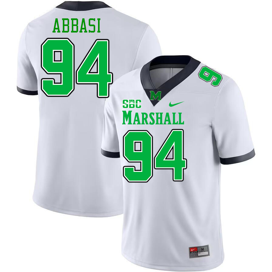 Marshall Thundering Herd #94 Ali Abbasi College Football Jerseys Stitched-White
